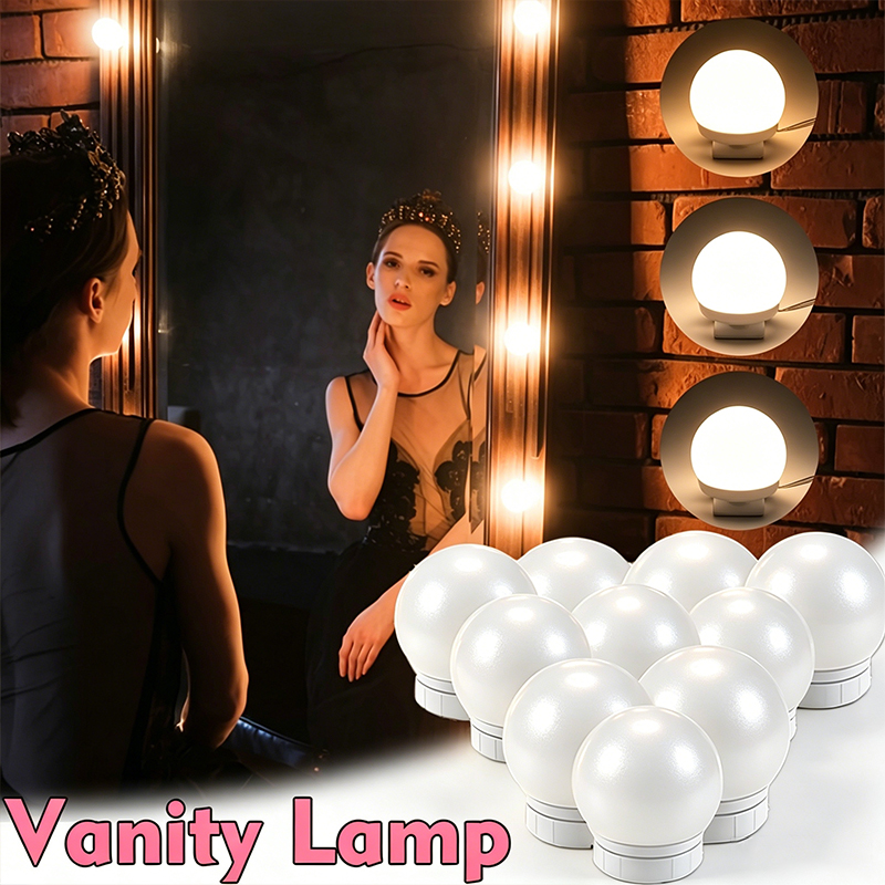 Beauty Makeup Desk - 10 LED Vanity Mirror Light Bulbs