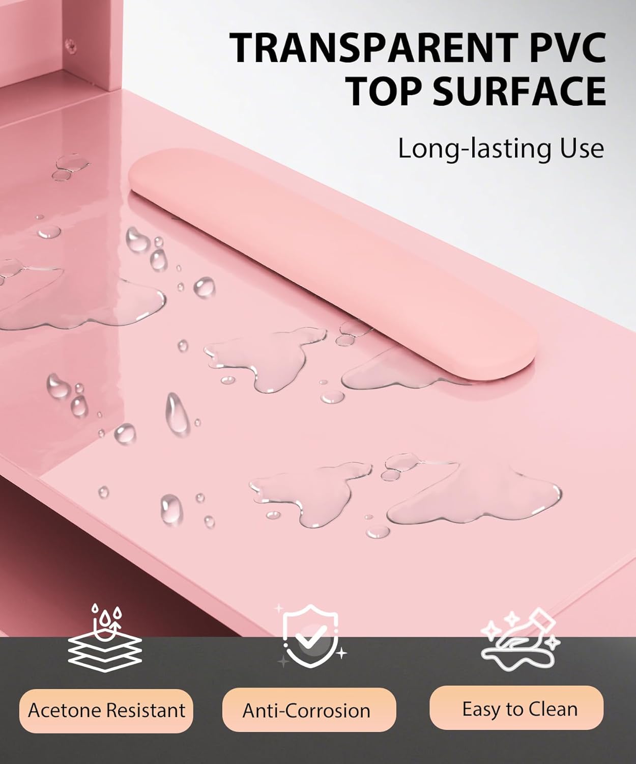 Pink Nail Table for Nail Tech, - Beauty Makeup Desk 评论和价格