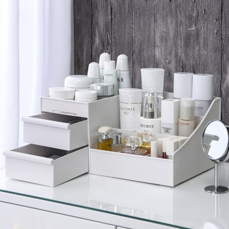 1PC White Plastic Makeup Stora - Beauty Makeup Desk 评论和价格