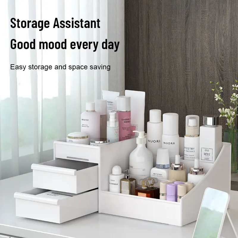 1PC White Plastic Makeup Stora - Beauty Makeup Desk 评论和价格