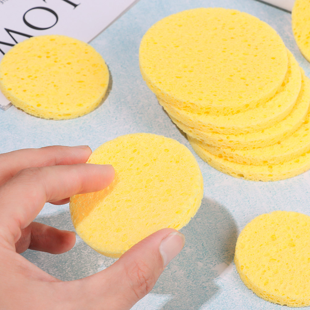 10pcs 6-9cm Yellow Face Round  - Cosmetic Sponge 评论和价格